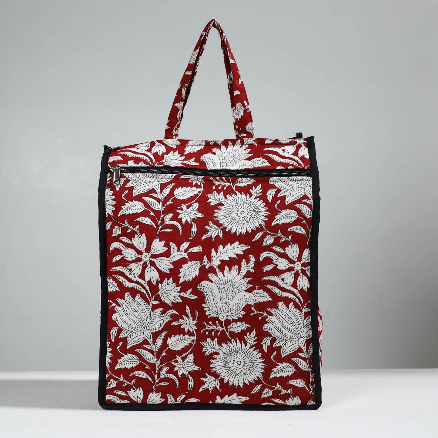 Red Handcrafted Cotton Shopping Bag 16