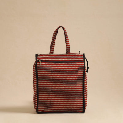  Red Handcrafted Cotton Shopping Hand Bag 
