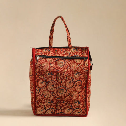 Red Handcrafted Cotton Shopping Hand Bag