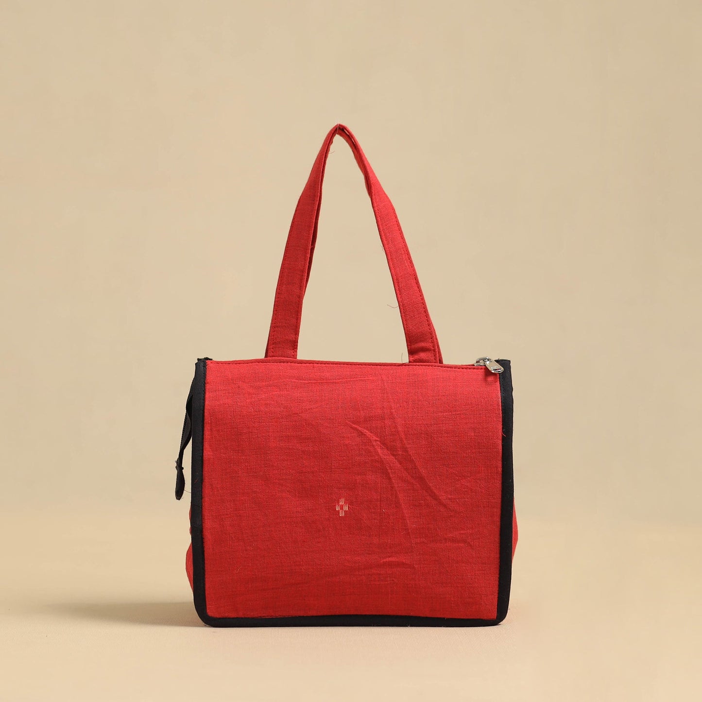 Red Handcrafted Cotton Small Hand Bag