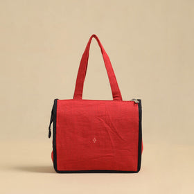 Red Handcrafted Cotton Small Hand Bag