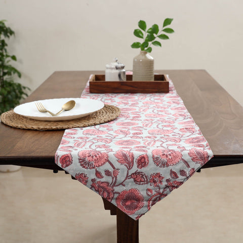 Red Handcrafted Cotton Table Runner