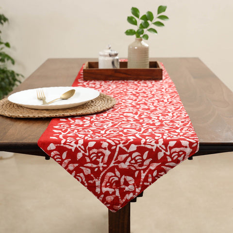 Red Handcrafted Cotton Table Runner