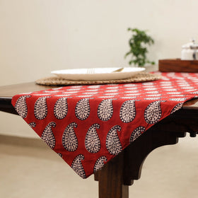 Red Handcrafted Cotton Table Runner