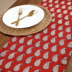 Red Handcrafted Cotton Table Runner
