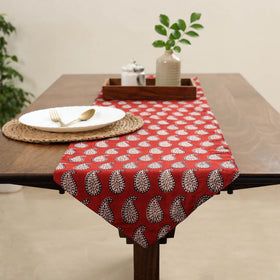 Red Handcrafted Cotton Table Runner
