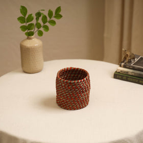 Red - handcrafted eco-friendly sabai grass pen stand 03