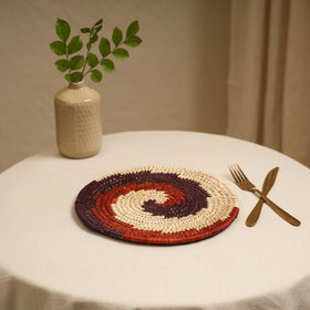 Red - handcrafted eco-friendly sabai grass spiral mat 11