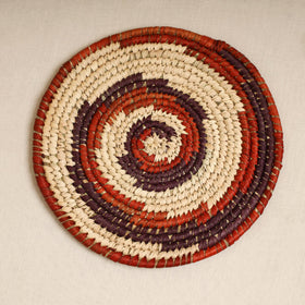 Red - handcrafted eco-friendly sabai grass spiral mat 12
