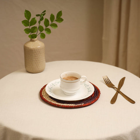 Red - handcrafted eco-friendly sabai grass spiral mat 12