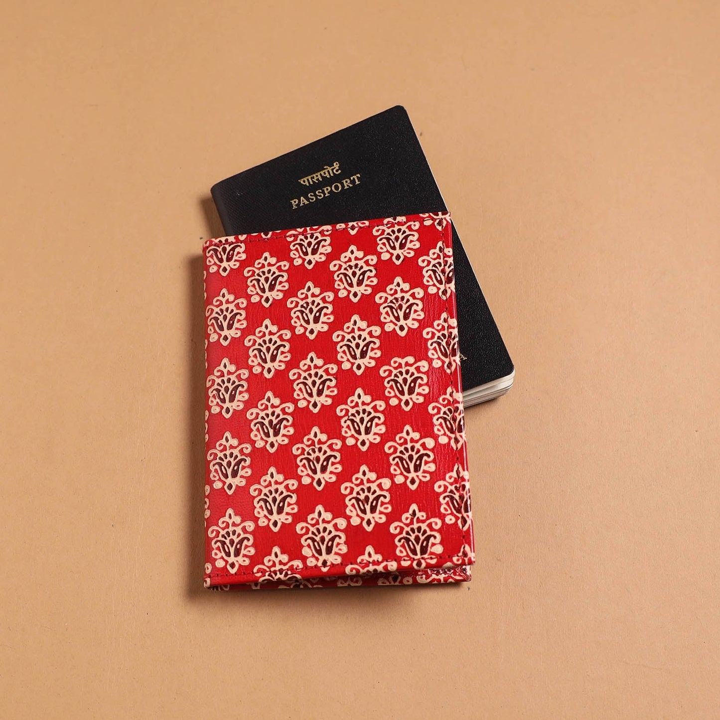 Handcrafted embossed leather passport cover 05