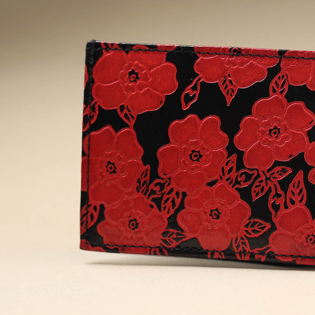 Red Handcrafted Embossed Leather Wallet for Men