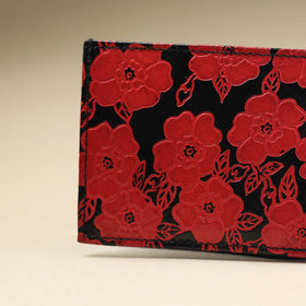 Red Handcrafted Embossed Leather Wallet for Men