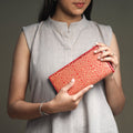 Red Handcrafted Embossed Leather Wallet
