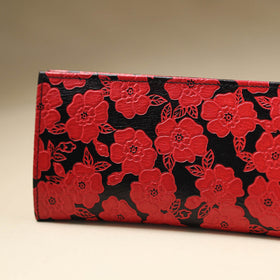 Red Handcrafted Embossed Leather Wallet for Women