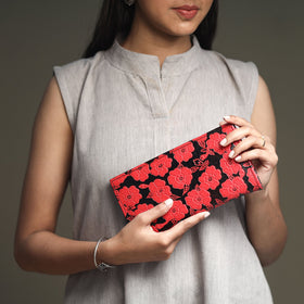 Red Handcrafted Embossed Leather Wallet for Women