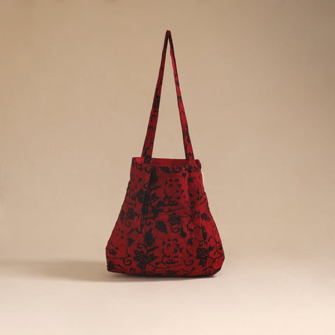 Red - handcrafted fabric jhola bag 02