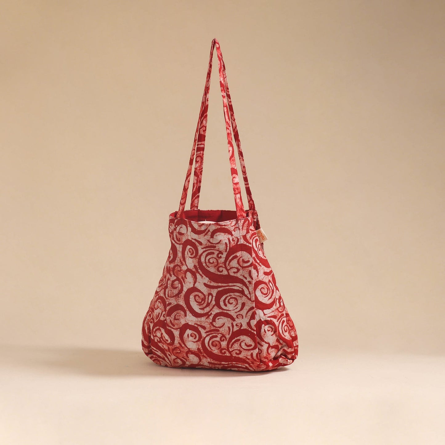 Red - handcrafted fabric jhola bag 14