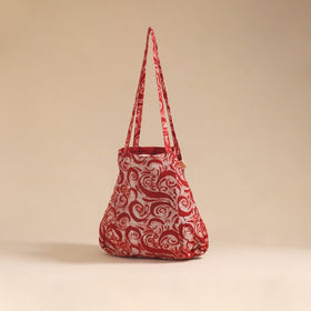 Red - handcrafted fabric jhola bag 14