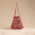 Red - handcrafted fabric jhola bag 14