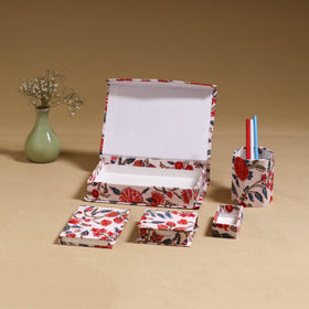 Red - handcrafted floral organizer stationery kit 57