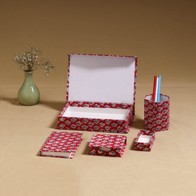 Red - handcrafted floral organizer stationery kit 59
