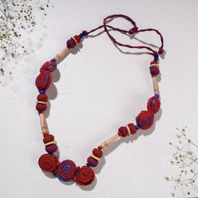  Handcrafted Gamcha Fabart Necklace with Beadwork by Rangila Dhaga 