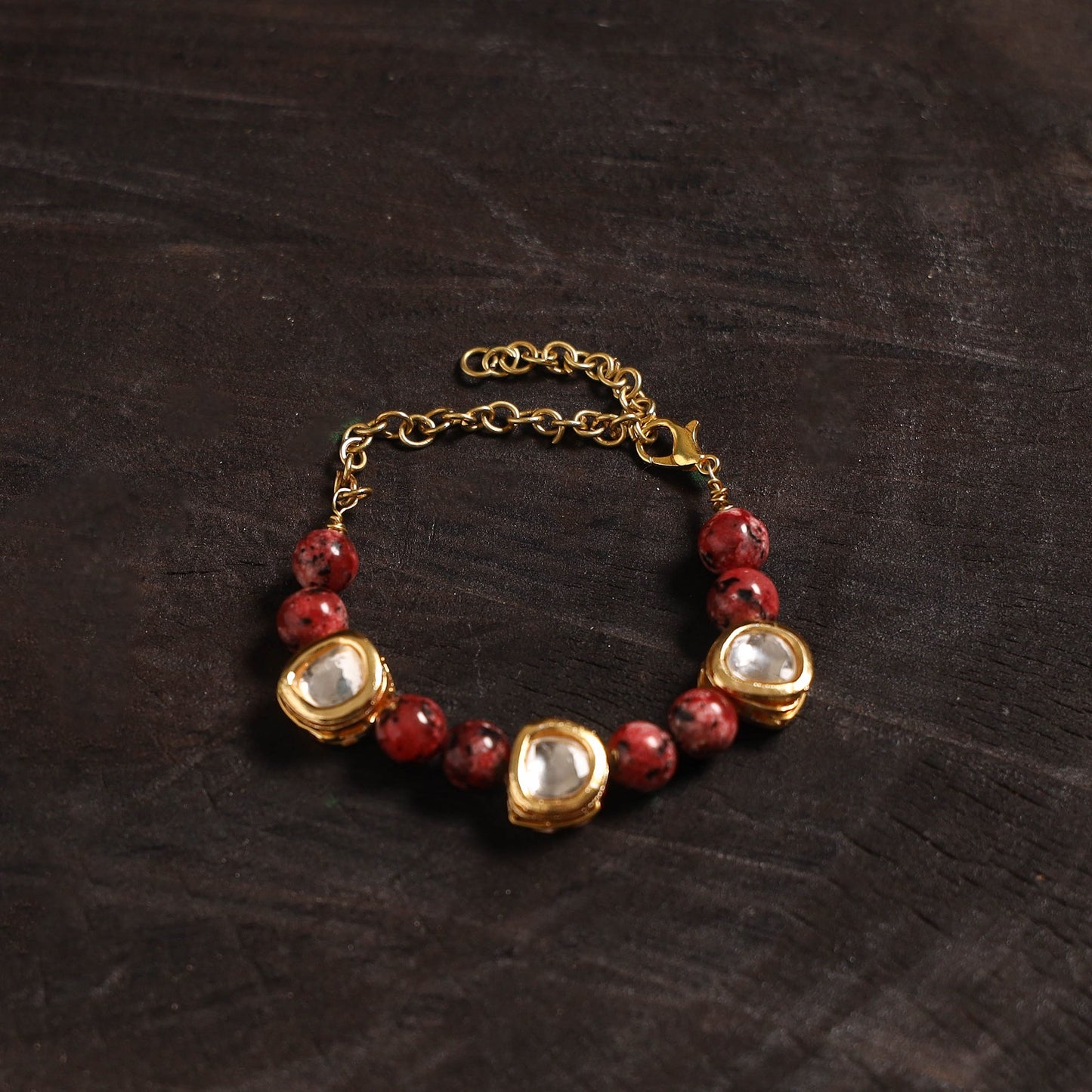 Handcrafted glass stone kundan work bracelet 33