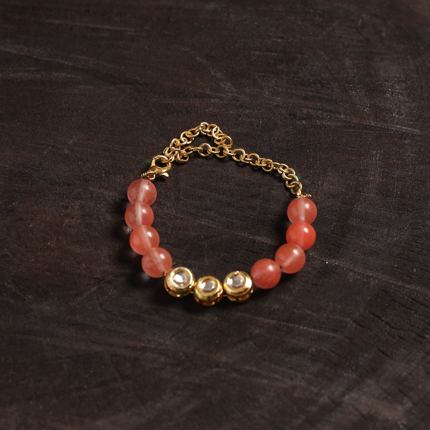 Handcrafted glass stone kundan work bracelet 45