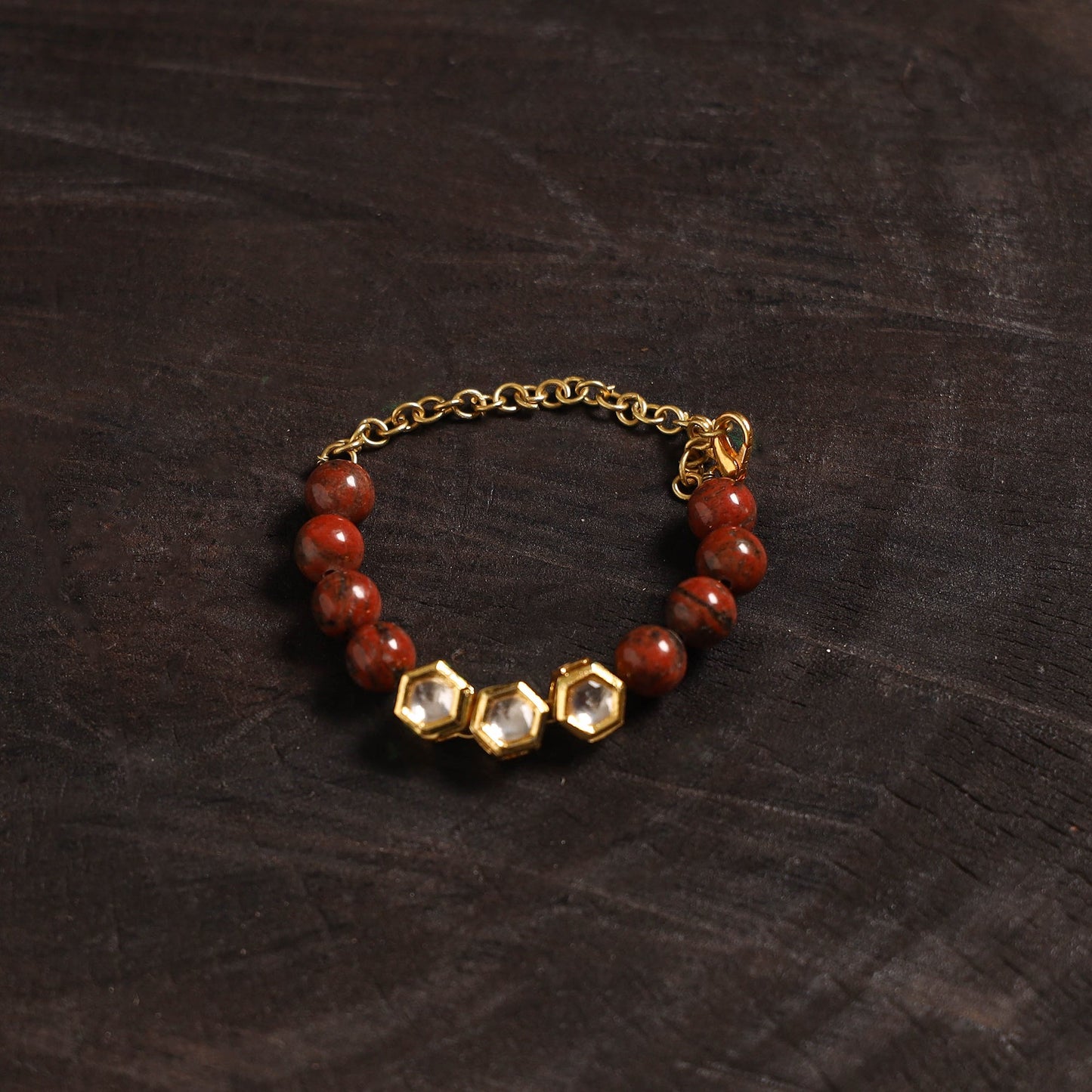 Handcrafted glass stone kundan work bracelet 48