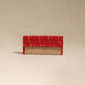 Red - handcrafted ikat fabric jute clutch / wallet