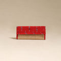 Red - handcrafted ikat fabric jute clutch / wallet