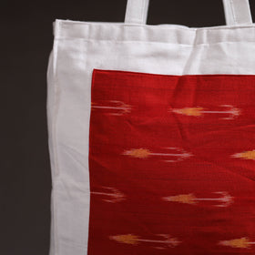 Red - handcrafted ikat patch canvas cotton shoulder bag 12