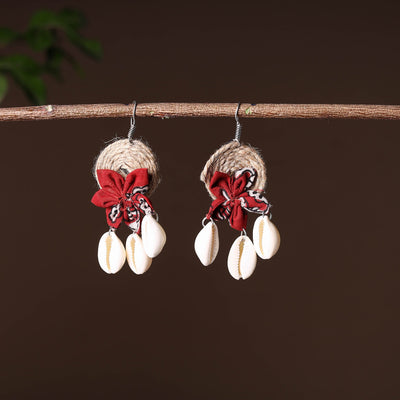 Buy Handcrafted Jute Phool Kali Shell Earrings