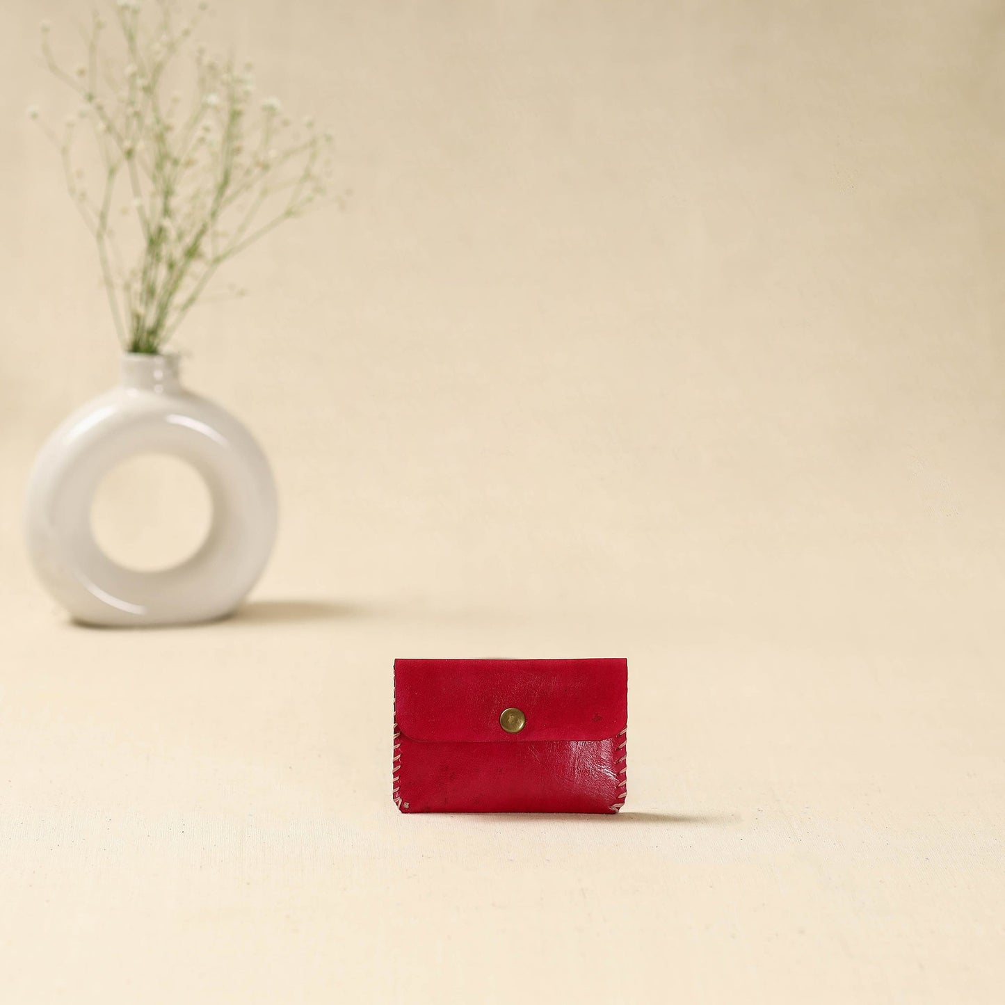 Red - handcrafted kutch embroidery leather card holder 11