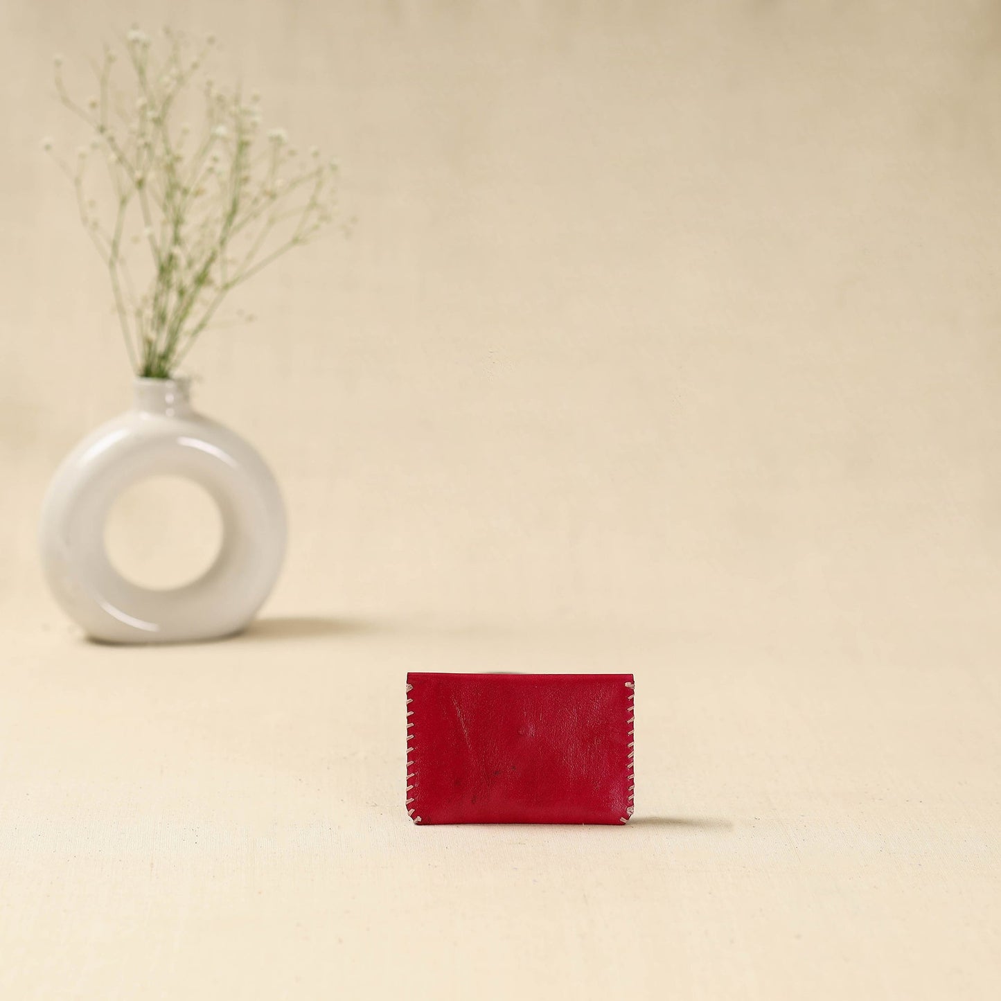 Red - handcrafted kutch embroidery leather card holder 11