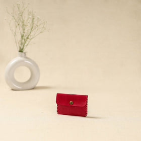 Red - handcrafted kutch embroidery leather card holder 11