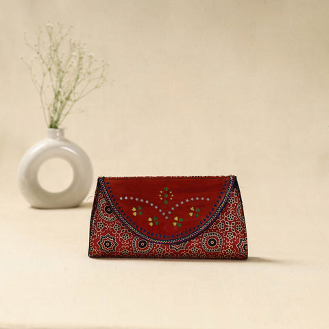 Red - handcrafted kutch flap leather clutch / wallet 19
