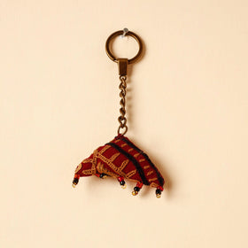 Red Handcrafted Kutch Hand Embroidery Keychain 