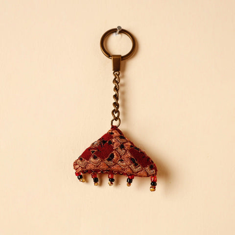 Red Handcrafted Kutch Hand Embroidery Keychain 