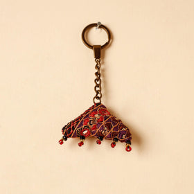 Purple Handcrafted Kutch Hand Embroidery Keychain 