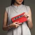Red Handcrafted Kutch Jat Embroidery Leather Wallet