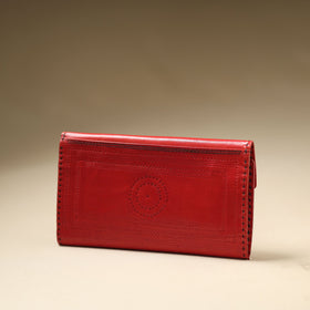 Red Handcrafted Kutch Jat Embroidery Leather Wallet