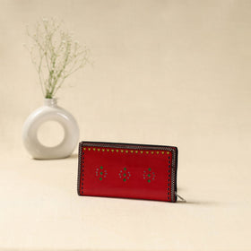 Red - handcrafted kutch leather clutch / wallet 35