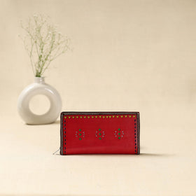 Red - handcrafted kutch leather clutch / wallet 35