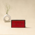 Red - handcrafted kutch leather clutch / wallet 35