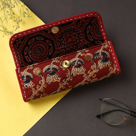 Red Handcrafted Kutch Leather Block Printed Spectacle Case