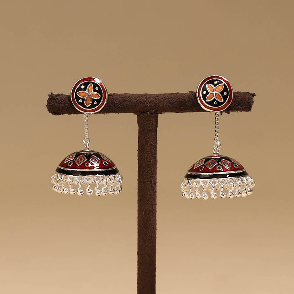 Handcrafted paka meenakari jhumki earrings 190