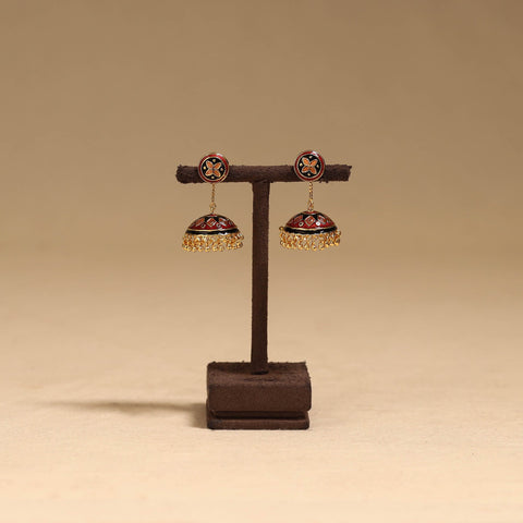 Handcrafted paka meenakari jhumki earrings 195