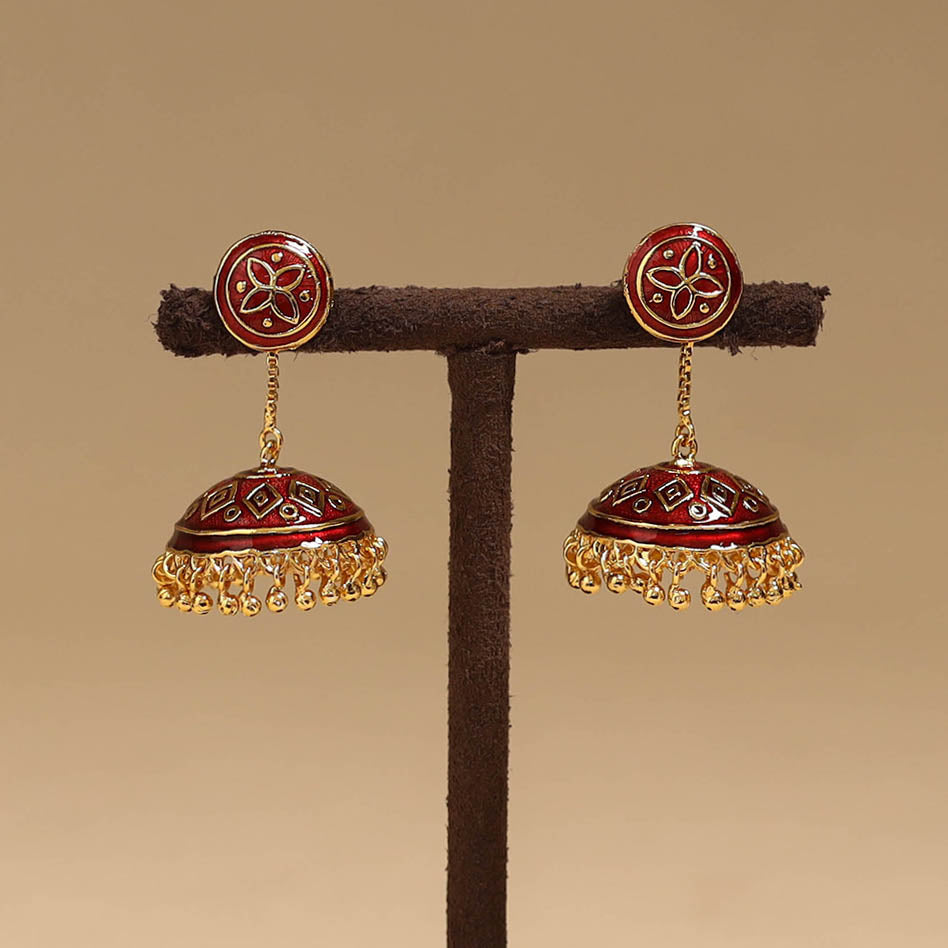 Handcrafted paka meenakari jhumki earrings 196